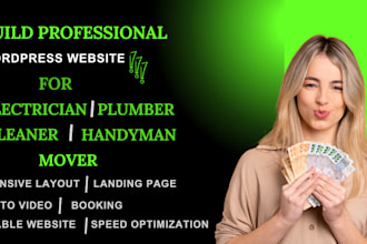design wordpress website for electrician, cleaner, plumber, or handyman