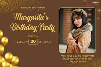 design an elegant birthday or anniversary flyer for social media or print