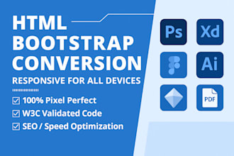 convert figma to html, xd to html, psd to html bootstrap responsive tailwind CSS