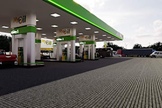 redesign 3d commercial gas station,filling station,fuel station,petrol station