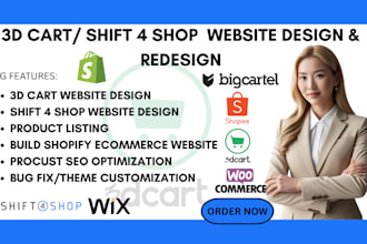 build 3d cart shift4shop woocommerce ecommerce website design shopify website