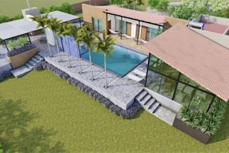 renovate 3d residential apartment,upgrade interior design,cgi courtyard,pool mod