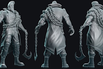 sculpt 3d articulated game ready character,rpg, 3d printing,ue4,ue5,game asset