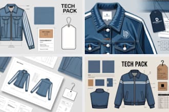 create professional fashion tech packs and flat sketches for production