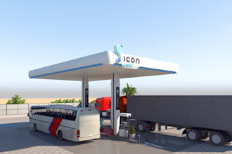 design 3d gas station,filling station,minimart design, petrol station,blender