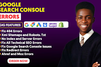fix google search console issues, 404 errors, xmi sitemap, robot txt, ahref, moz
