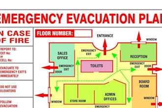 design a custom fire emergency evacuation plan for your floor plan
