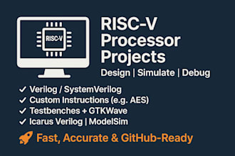 design, simulate, and debug risc v processor project in verilog