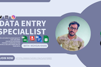 accurate data entry web research and excel typing