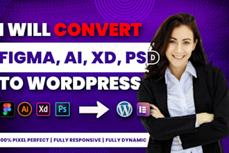 convert xd, psd to wordpress, figma to wordpress elementor