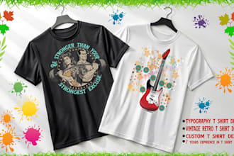 do illustration typography vintage trendy custom t shirt design
