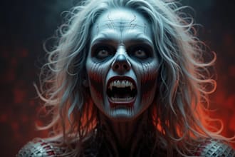 create scary character horror style perfect for cover book album