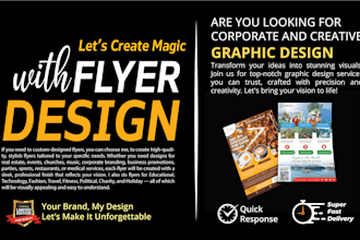 design a leaflet or flyer, bifold, trifold, brochure, poster