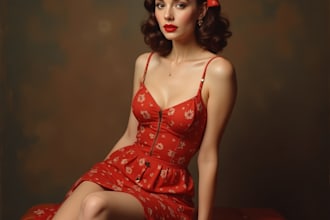 create a awesome cartoon vintage pin up girl art