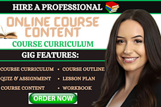 create online course content, course curriculum, training manual and lesson plan