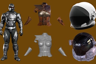 design wearable 3d cosplay armor, knight armor, 3d helmet, 3d weapon for print