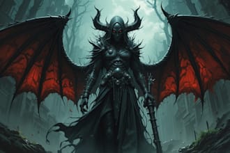 draw a fantasy horror, dark art, concept art character art
