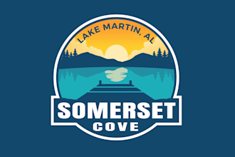 create a modern creative river and lake outdoor logo design