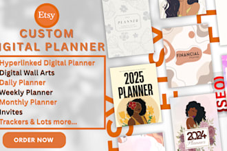 design etsy digital hyperlinked planner, etsy digital product for etsy stores