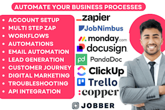 zapier jobnimbus monday crm docusign pandadoc clickup trello jobber copper crm