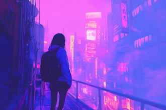 draw a cyberpunk sci fi background art illustration