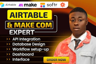 setup make com airtable automation, airtable database crm, airtable softr expert