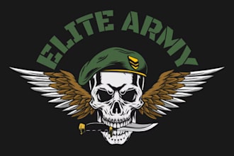 draw professional army, military, or skull logo