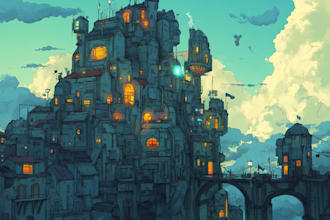 design an illustration of science fiction city art