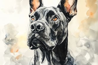 make your dogs or any pets into cartoon portrait