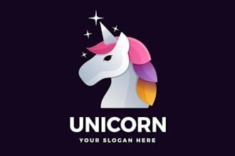 do high quality unicorn logo with 24 hours