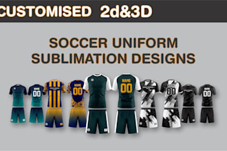 create print pattern soccer uniform design and 3d mockups