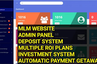 develop MLM website with investment deposit system