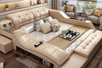 realistic 3d modern bedroom, living room, kitchen, interior design, 3d rendering