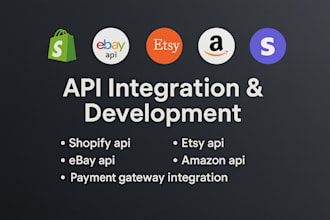 integrate shopify, ebay, etsy, amazon, and stripe apis