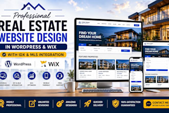 do real estate website design in wordpress, wix or square space with SEO and idx