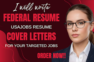 provide professional federal, usajobs resume and cover letter writing