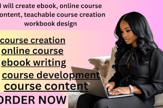 content, ebook, online course content, teachable course creation workbook desig