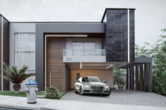 remodel 3d house facade design, modern villa apartment exterior, cgi rendering
