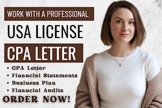 craft a business plan, projections audit US financial statement, sign CPA letter
