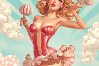 create a pin up girl and pin up girl illustration