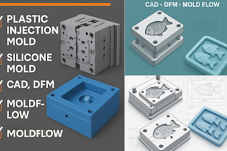 do 3d mold design, plastic injection mold, silicone mold, dfm and cad design