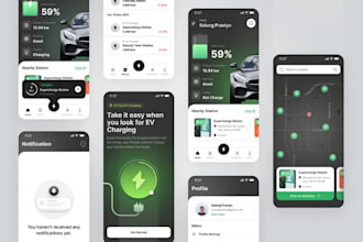 design modern ev charging station and electric vehicle app UI UX in figma