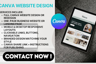create business website with canva, canva website design, redesign landing page