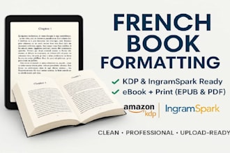 professionally format your french novel ebook for ingramspark and amazon KDP
