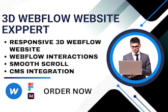 develop 3d webflow website, 3d animated webflow website, 3d webflow animation