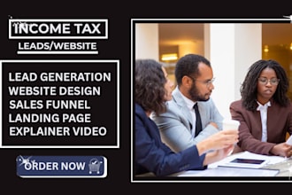 income tax leads bookkeeping leads logo design income tax landing page