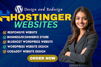 build hostinger wordpress website, godaddy website, bluehost website