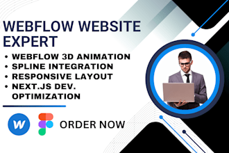webflow website, 3d animated webflow website design, 3d spline threejs nextjs