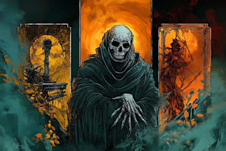 create dark art, horror or skull artworks illustration