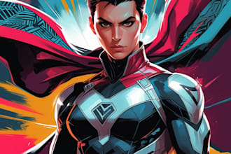 make concept art superhero character design for comics